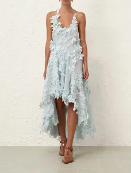 Zimmermann Natura Lasercut Halter Dress Ice Blue Size 0 / AU 8 for rent on The Volte - image 1