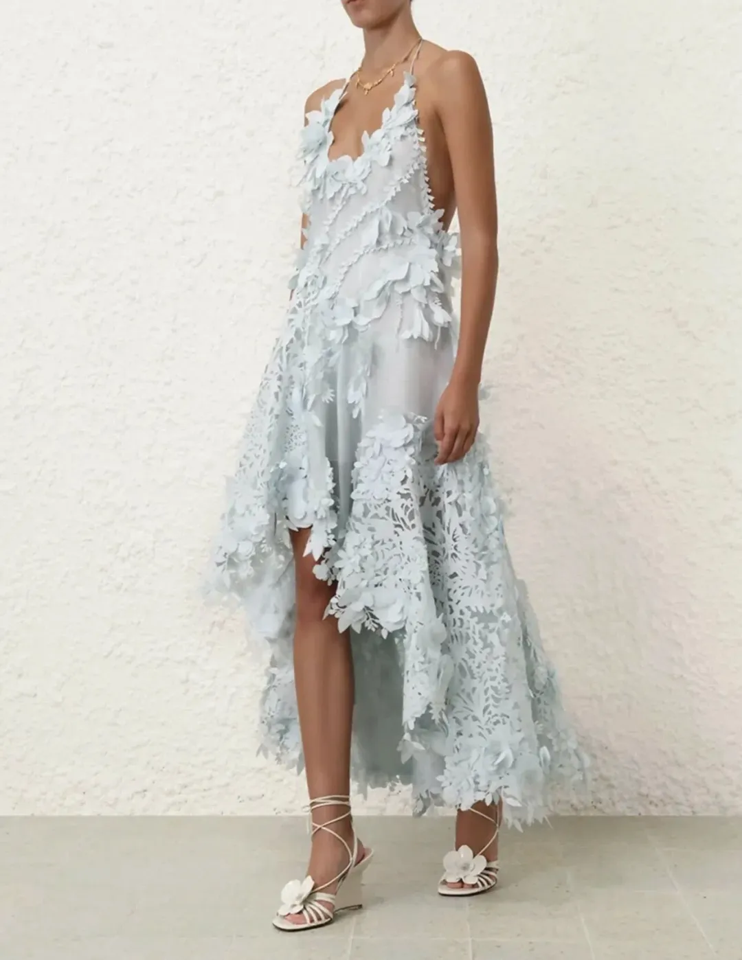 Zimmermann Natura Lasercut Halter Dress Ice Blue Size 0 / AU 8 for rent on The Volte - main image