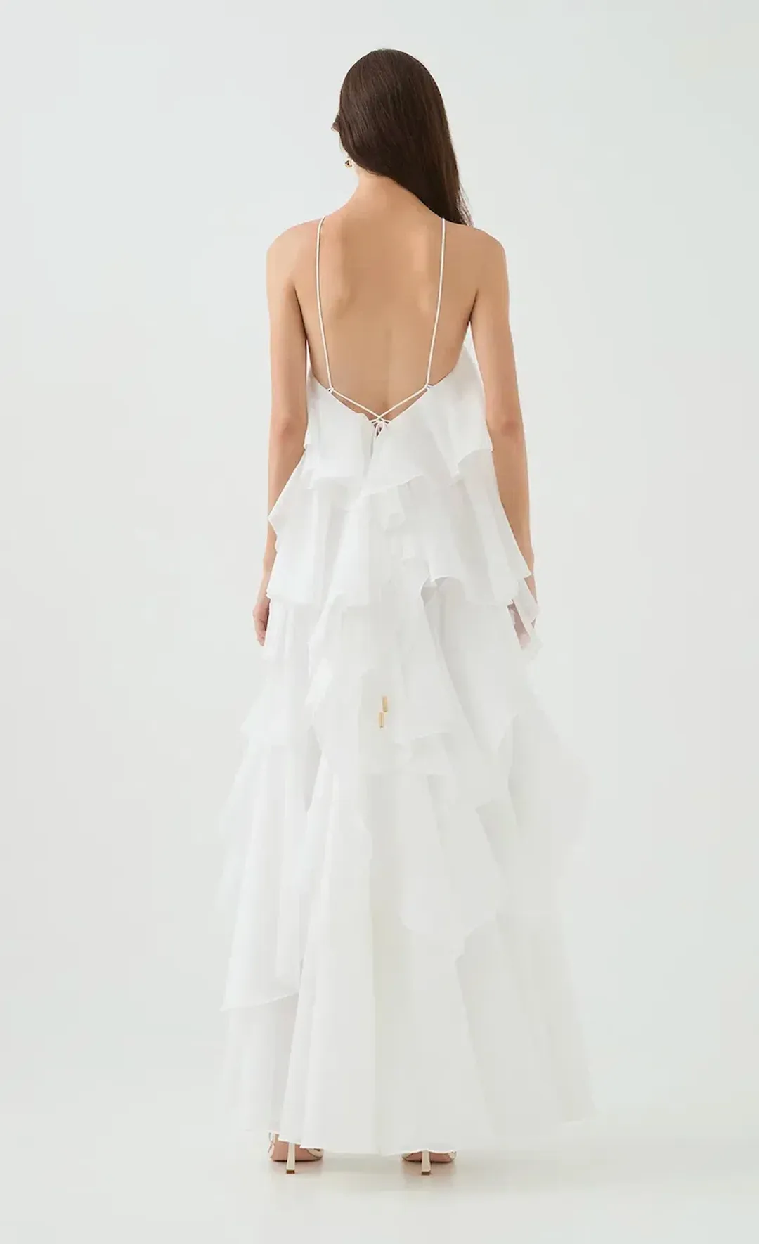 AJE Pandorea Layered Maxi Dress Ivory Size 6 for rent on The Volte - main image