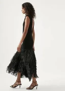 Aje RUSHES RAFFIA KNIT MIDI DRESS BLACK size 6 for rent on The Volte - image 2
