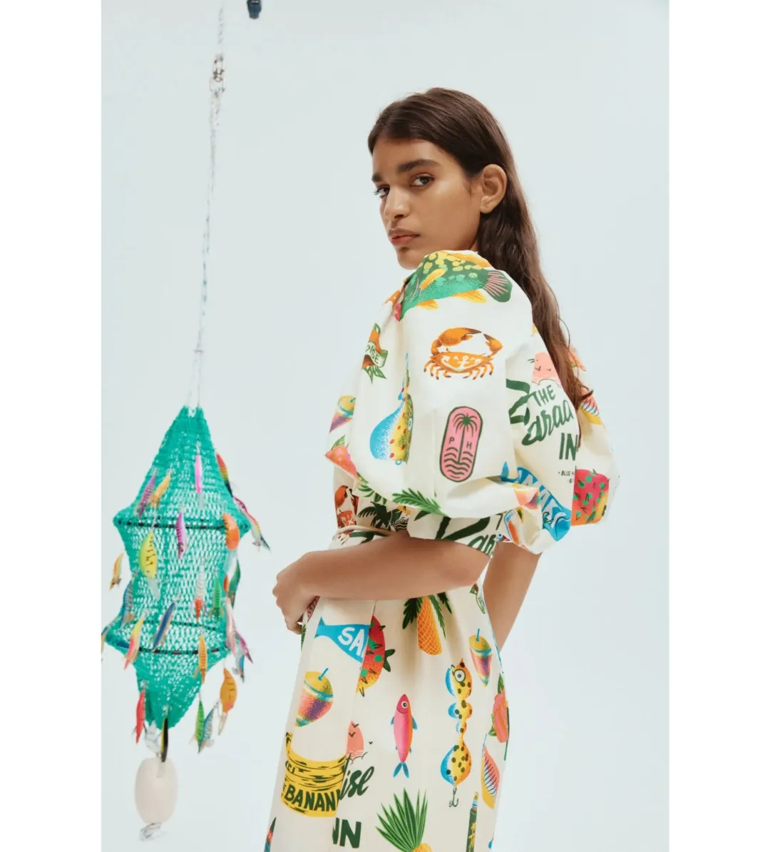 Alemais Samaki Puff Sleeve Midi Dress Multi Size 6 for rent on The Volte - main image