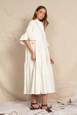 Bohemian Traders Genoa Midi Dress in Cream Size AU 12 for rent on The Volte - image 2