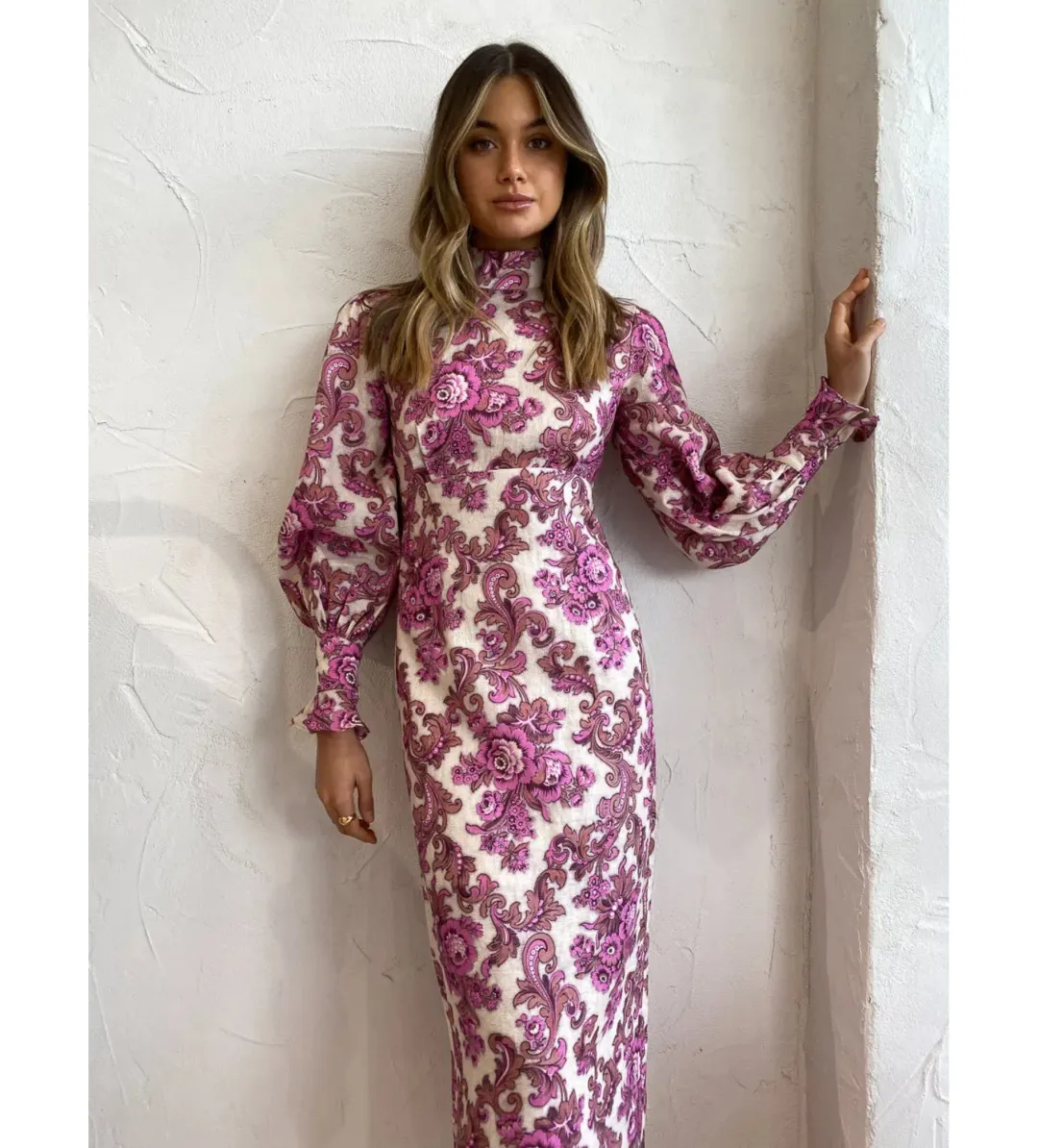 Alemais Isla Midi Dress in Magenta Size AU 12 for rent on The Volte - main image
