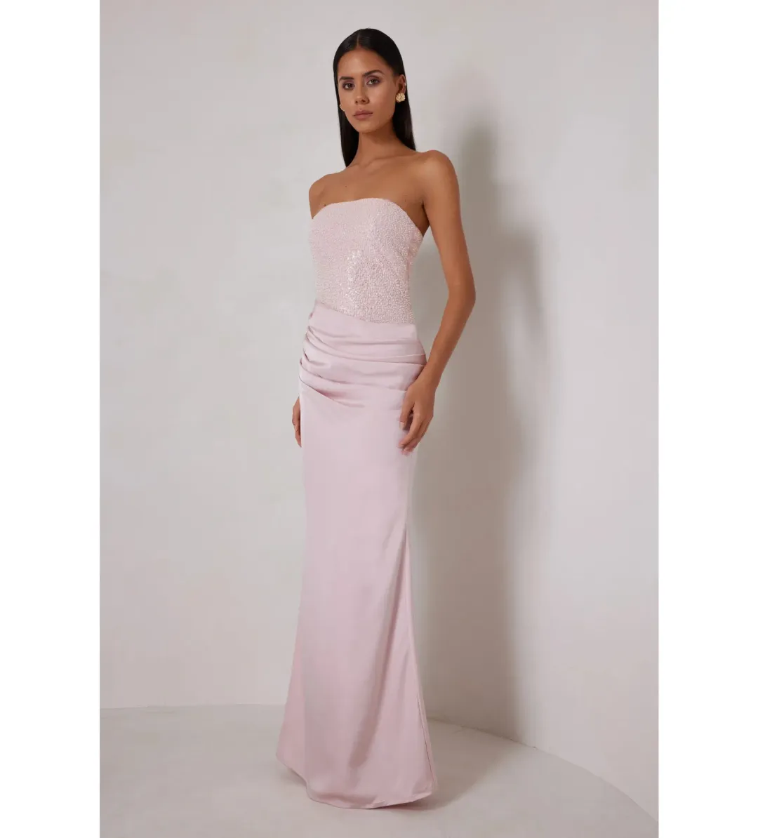 Elle Zeitoune Devin Maxi Dress Blush Pink Size AU 10 for rent on The Volte - main image
