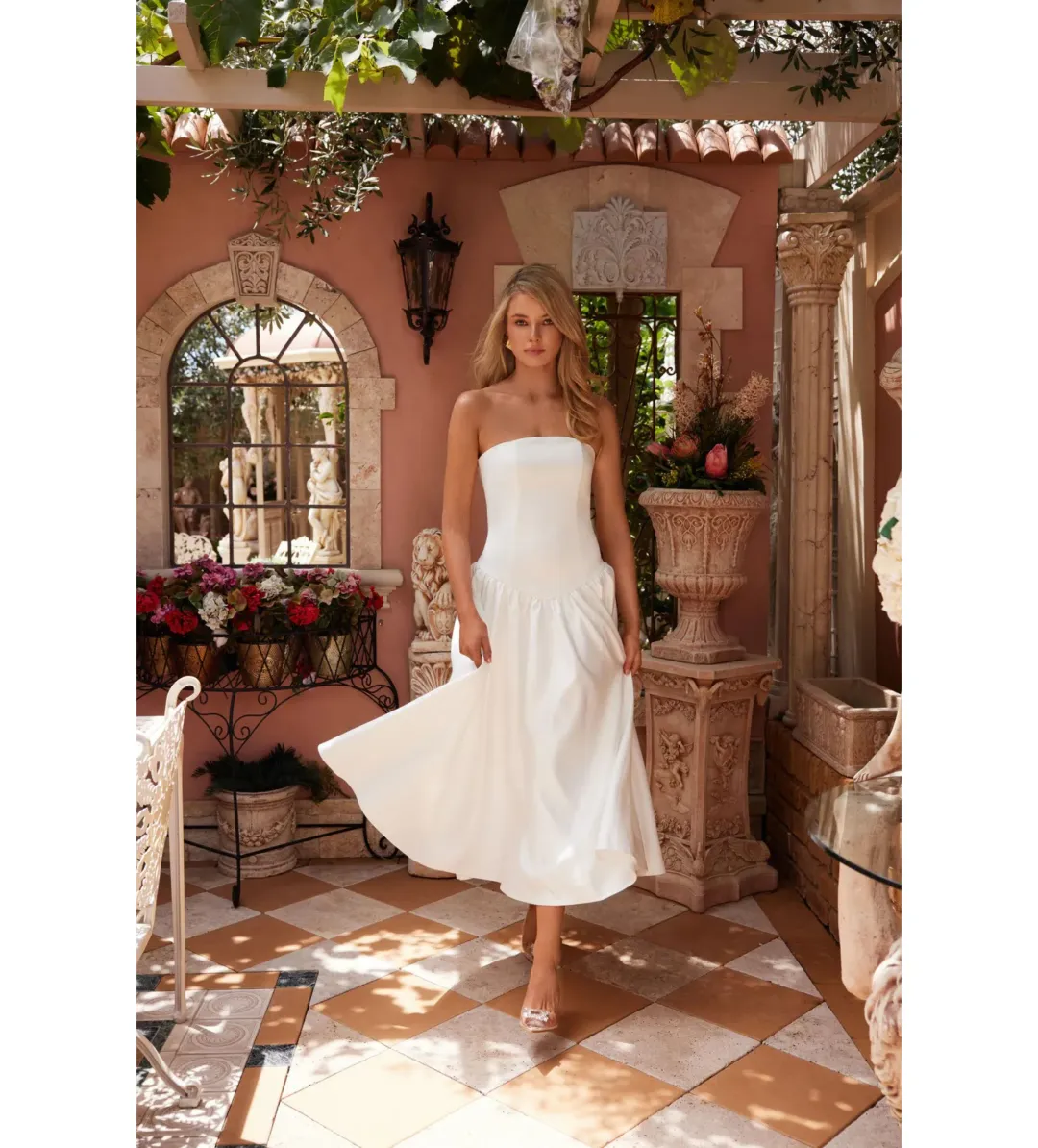 Elle Zeitoune Maggie Midi Dress White Size AU 8 for rent on The Volte - main image