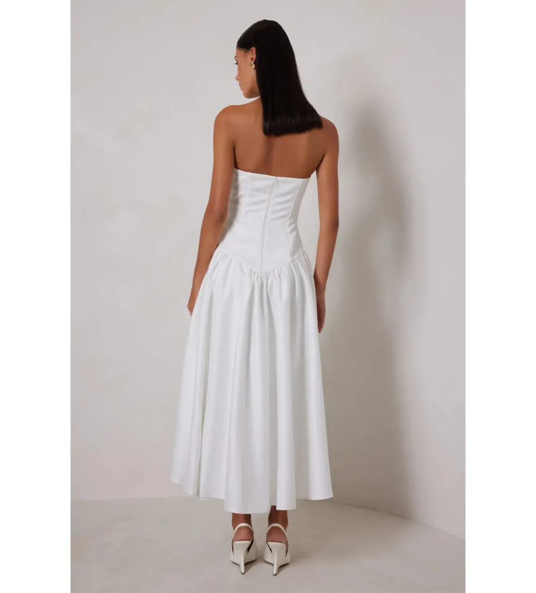 Elle Zeitoune Maggie Midi Dress White Size AU 8 for rent on The Volte - main image