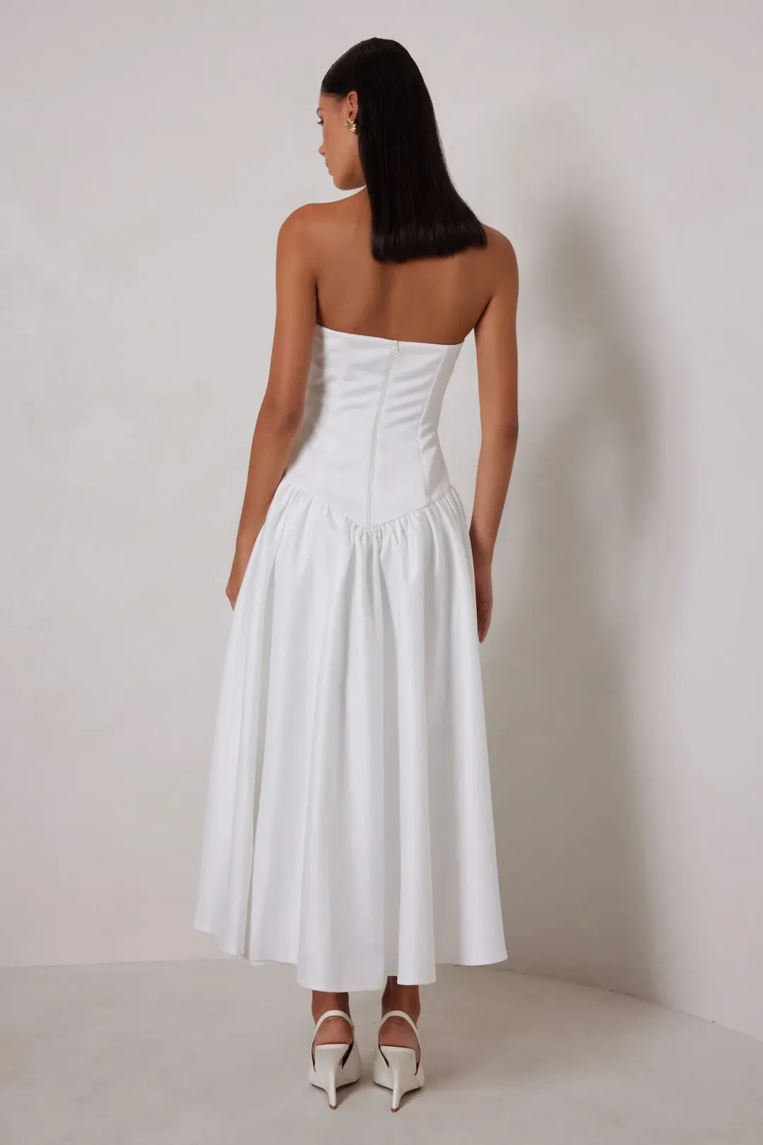 Elle Zeitoune Maggie Midi Dress White Size 12 for rent on The Volte - main image