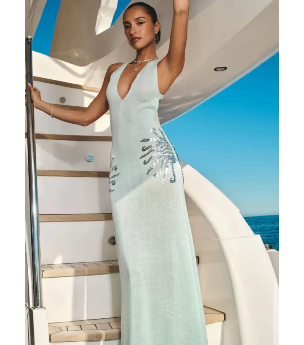 Meshki Ellington Knit Midi Dress in Lagoon Blue Size AU 10 - Image 9