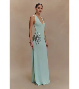 Meshki Ellington Knit Midi Dress in Lagoon Blue Size AU 10 for rent on The Volte - image 2