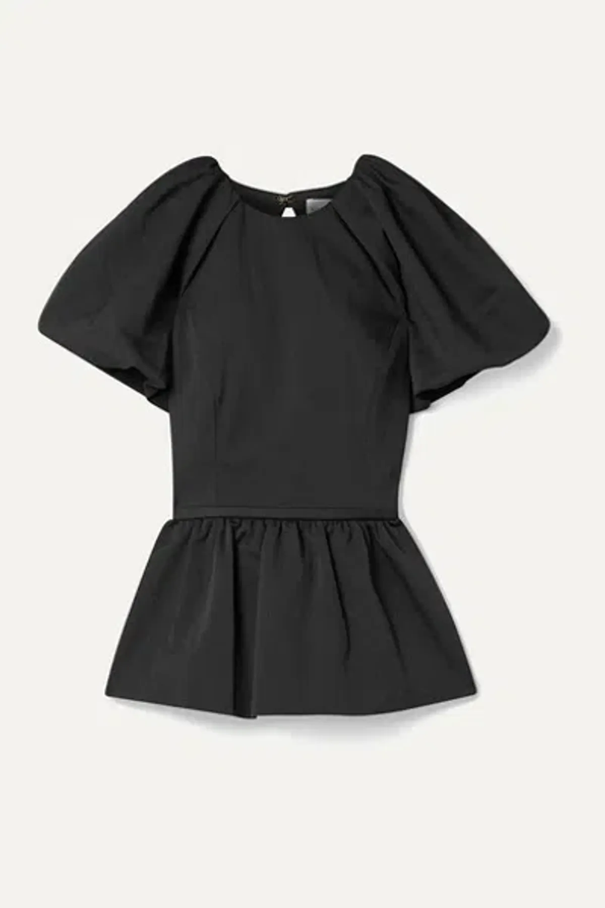Rebecca Vallance Winslow Open-Back Cloqué Peplum Top Black 12 for rent on The Volte - main image