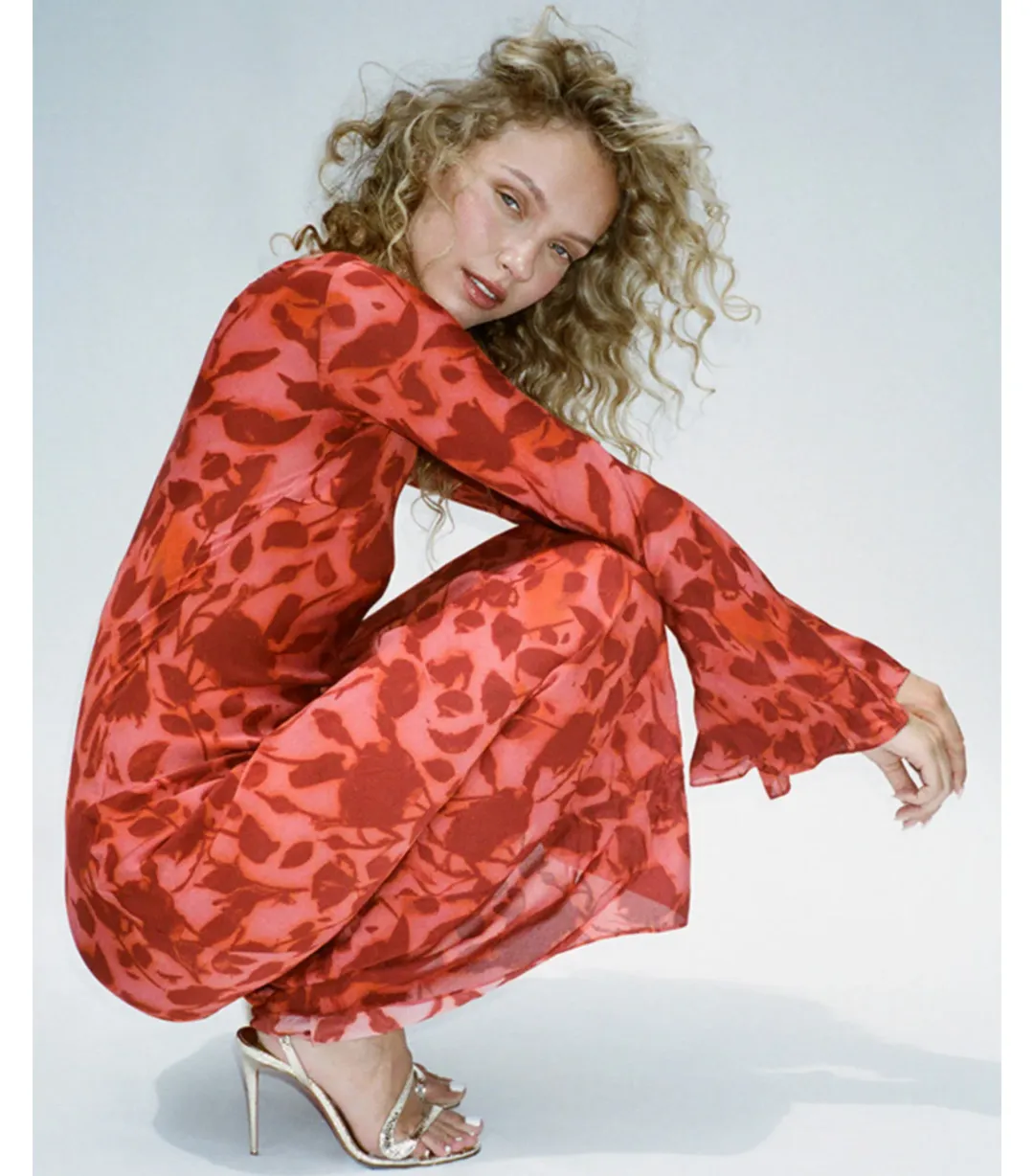 Realisation Par Gia Maxi Dress Red Print Size AU 10 for rent on The Volte - main image