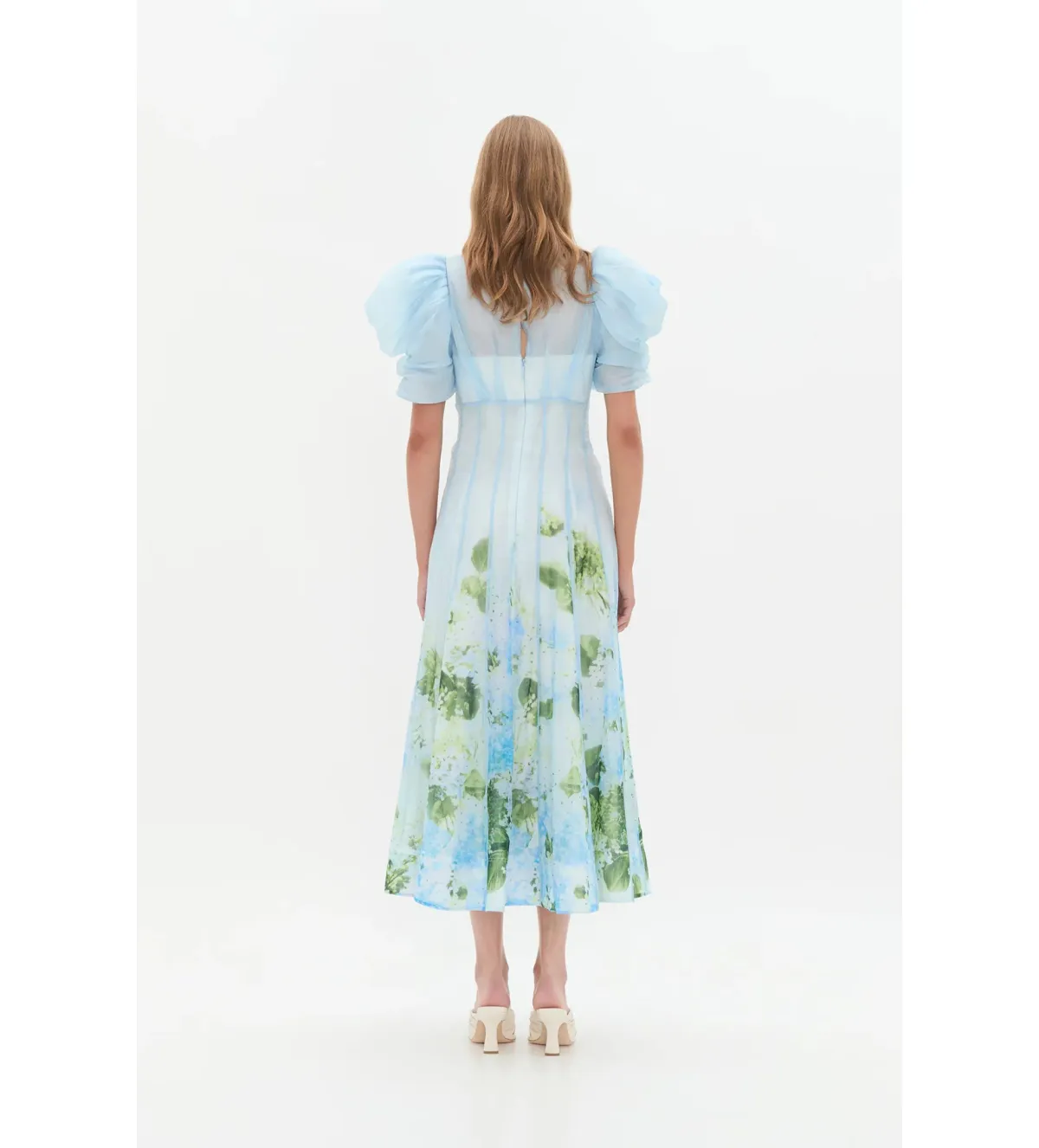 Aje Clementine Midi Dress Blue Hydrangea Size 10 - Image 5
