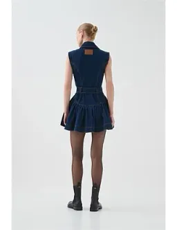 Elena Belted Denim Mini Dress Blue Size 12 for rent on The Volte - image 2