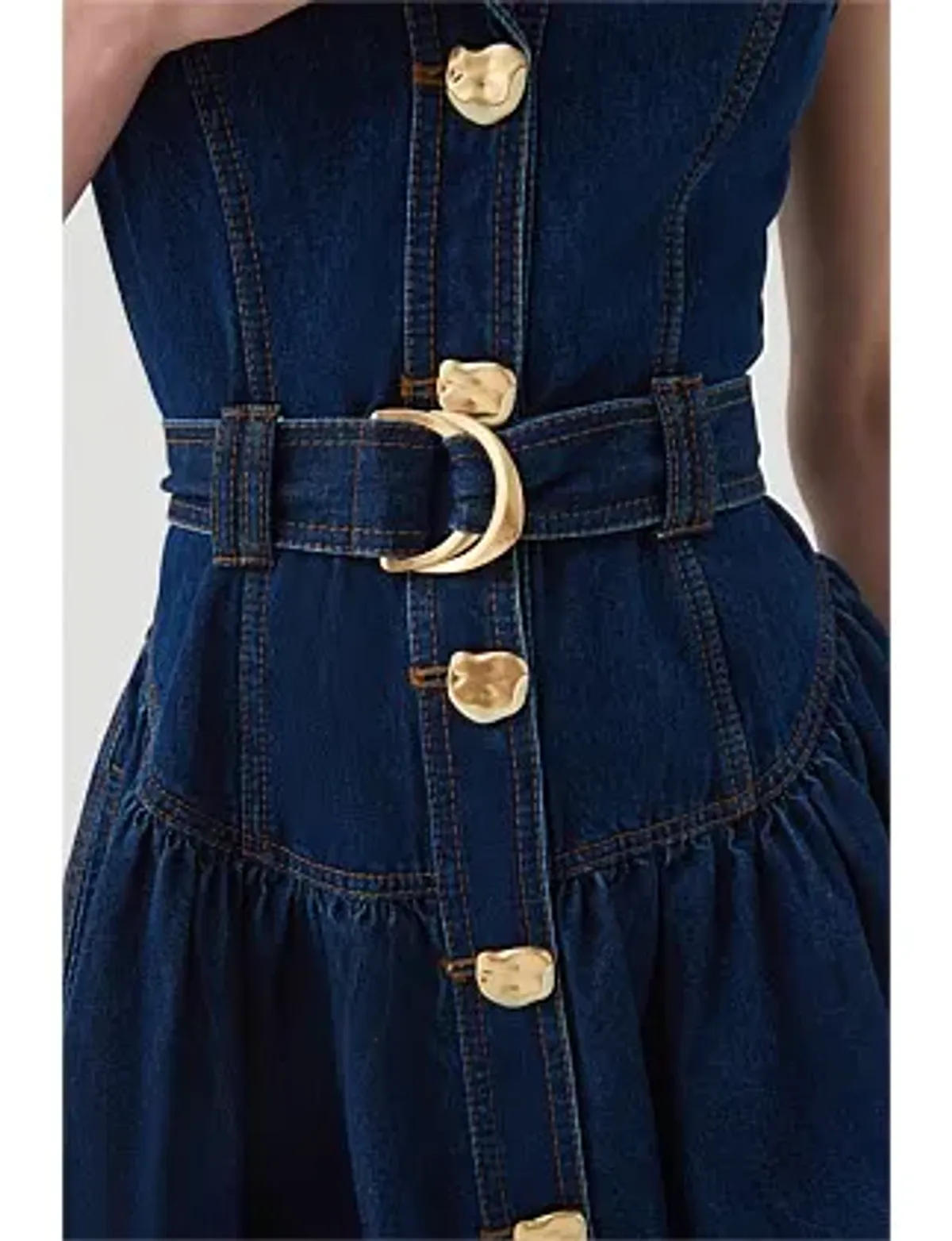 Elena Belted Denim Mini Dress Blue Size 12 - Image 4