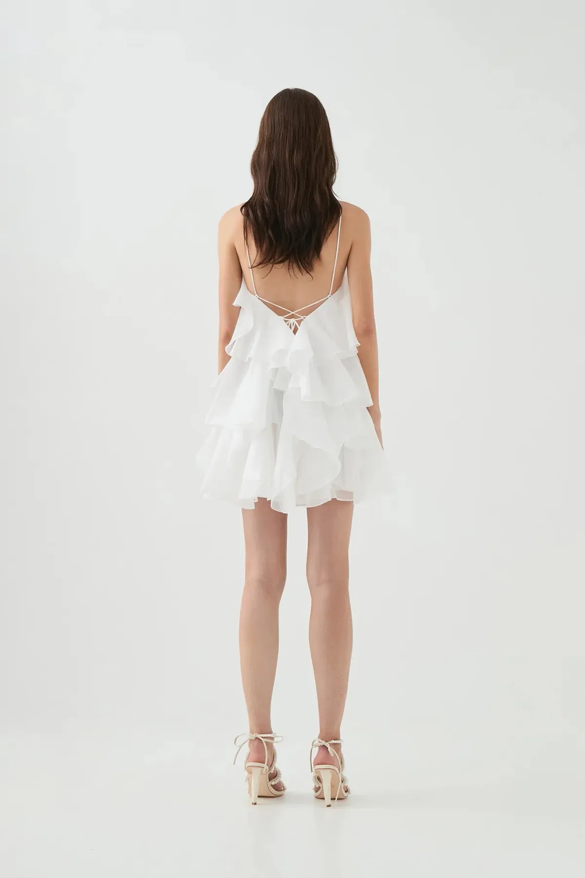 Aje Pandorea Layered Mini Dress in Ivory Size AU8 - Image 3