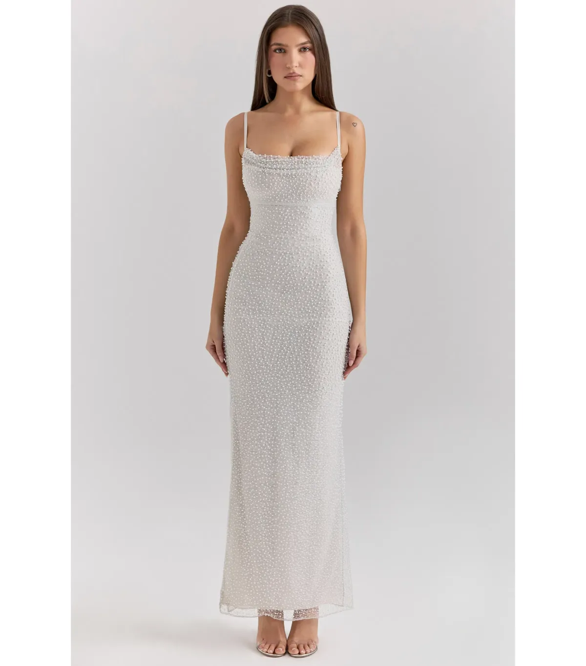 House of CB Calla Embellished Maxi Dress Silver Pearl Size S / AU 8 - Image 1