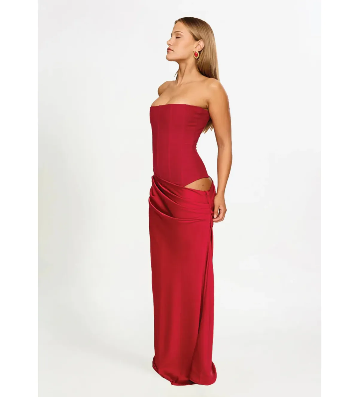 Hntr The Label Huxley Gown Maxi Dress In Wine Size AU 8 - Image 3