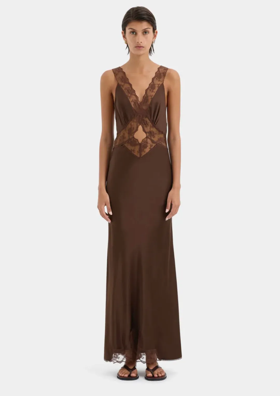 Sir the Label Aries Cut Out Gown Brown size OP for rent on The Volte - main image