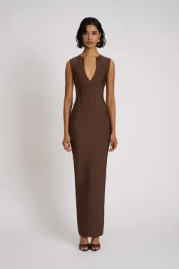 Eliya the Label Giselle Midi Dress Brown Size 10 for rent on The Volte - image 1