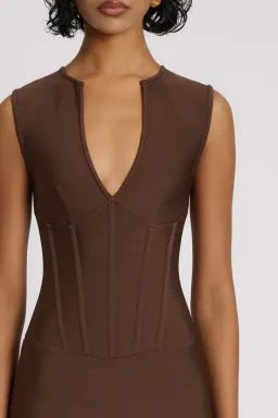 Eliya the Label Giselle Midi Dress Brown Size 10 for rent on The Volte - image 6