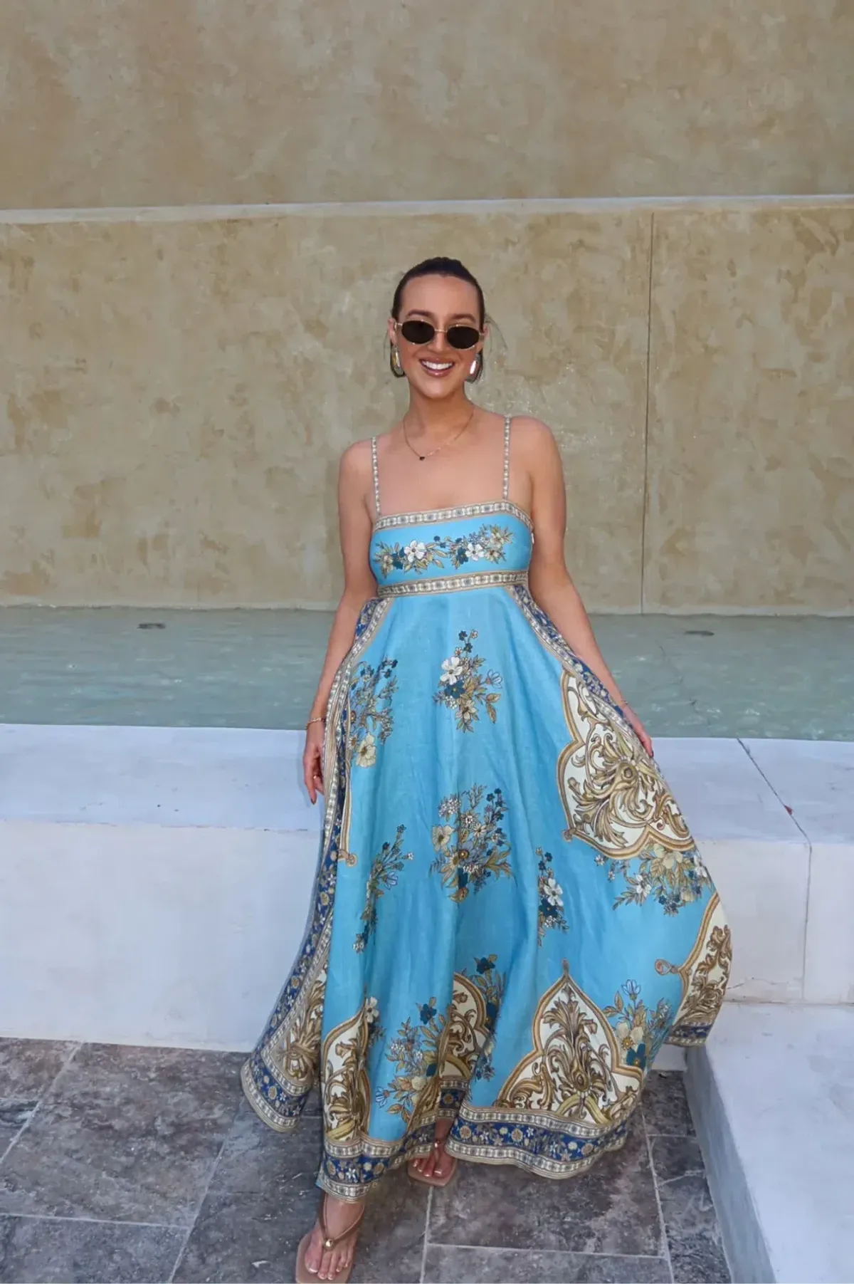 Alemais Cassie La Sirena Exclusive Sundress Blue Print Size 16 - Image 1
