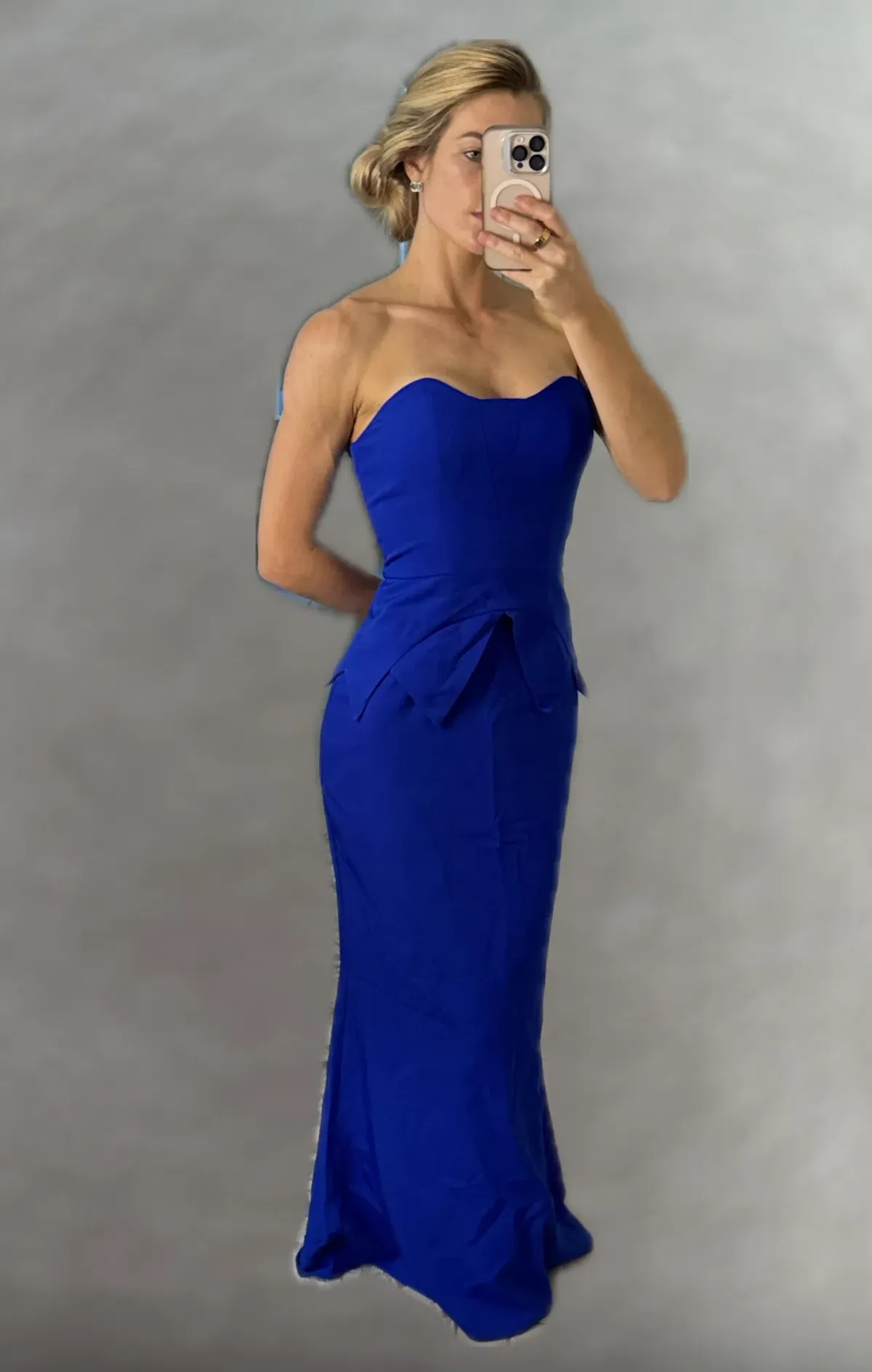 Blue strapless formal dress - Image 1