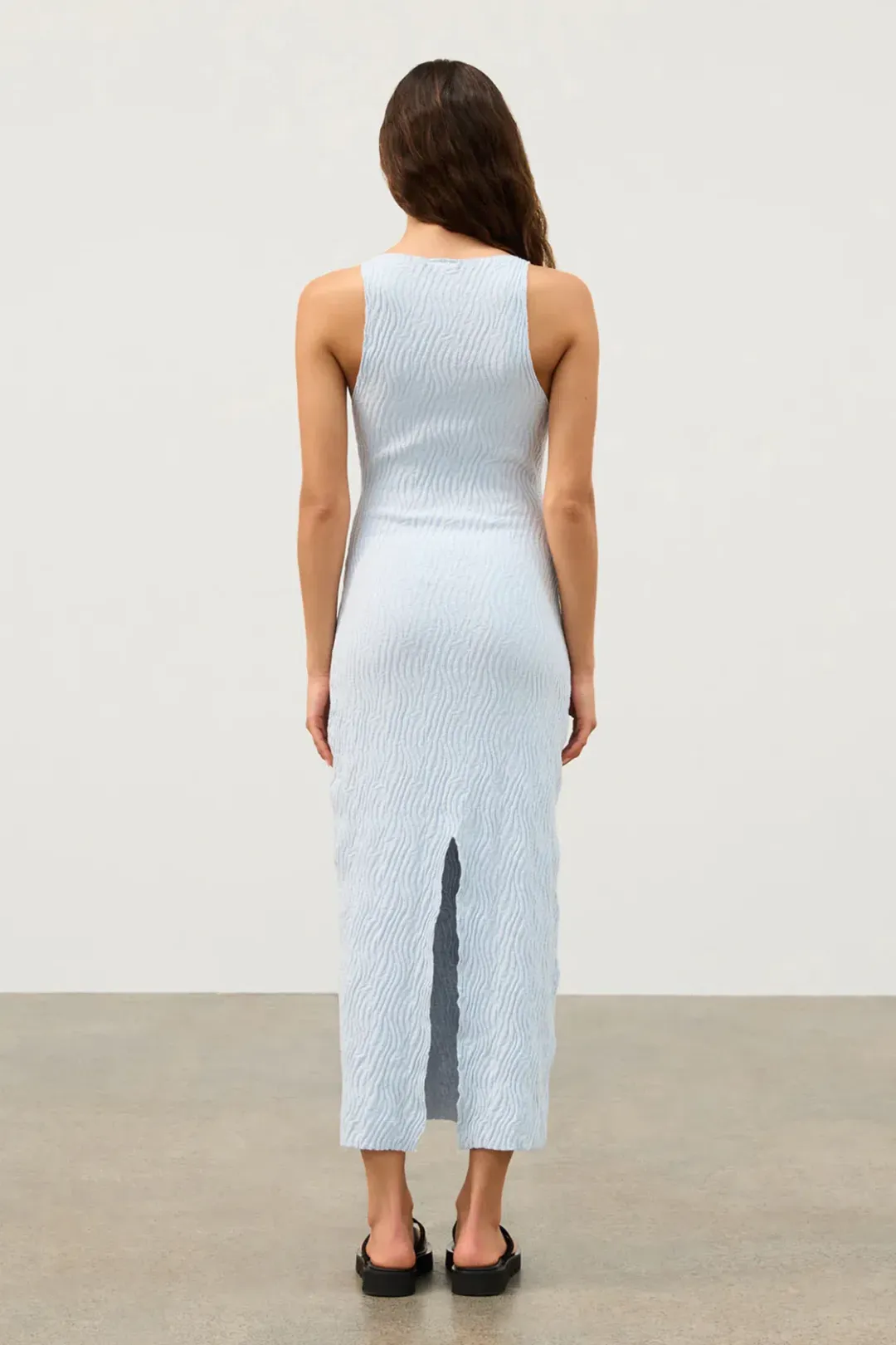 Zulu & Zephyr Ripple Textured Knit Dress in Powder Blue Size AU14 for rent on The Volte - main image