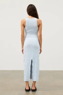 Zulu & Zephyr Ripple Textured Knit Dress in Powder Blue Size AU14 for rent on The Volte - image 5