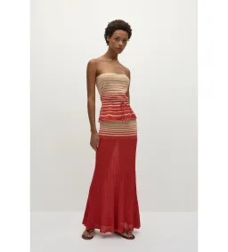 Faithfull the Brand Casia Top Citara Skirt Set in Accordion Stripe Amber Fawn Size 8 for rent on The Volte - image 2