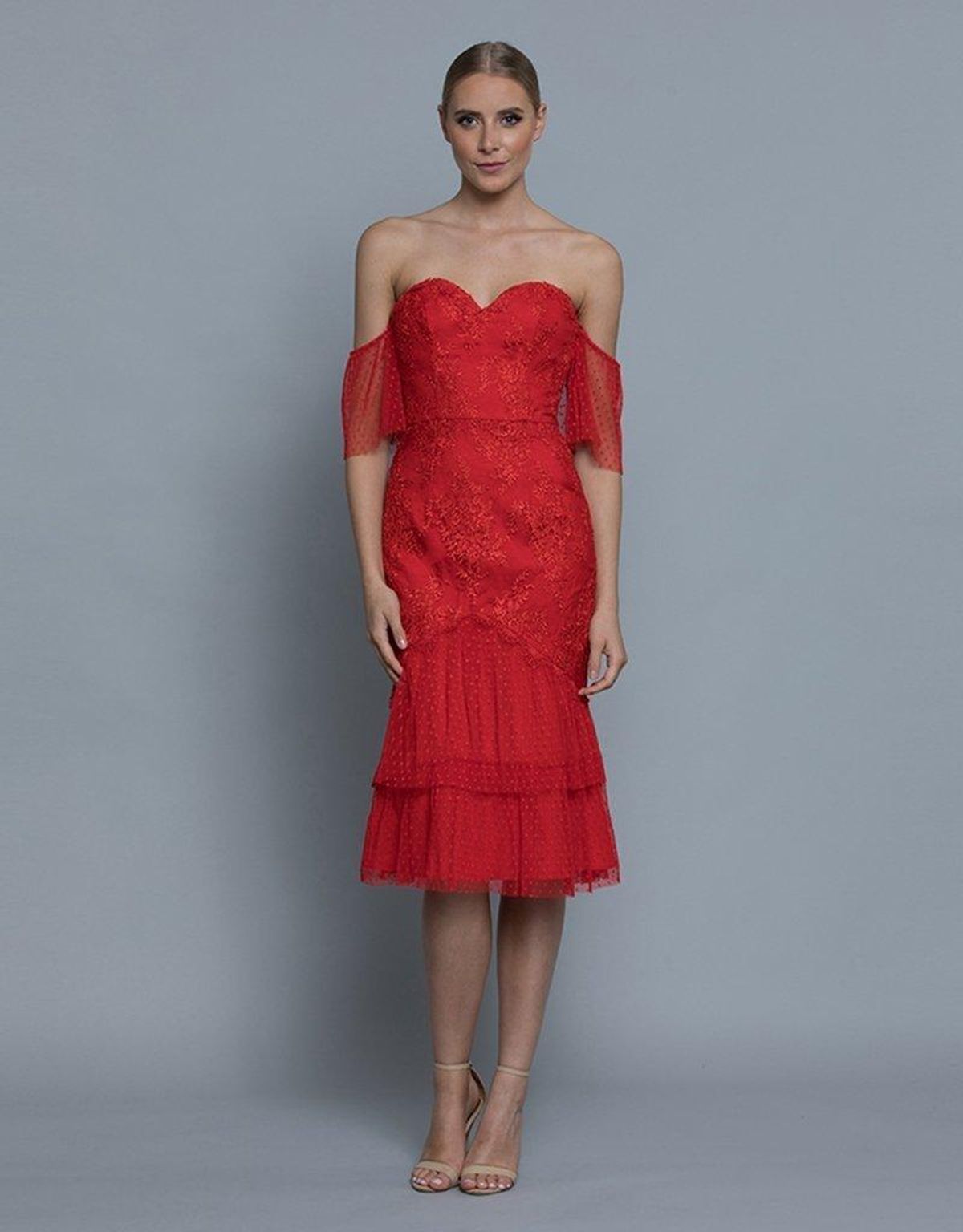 Bariano Emily Double Tier Lace Dress Red Size 8 - Image 3