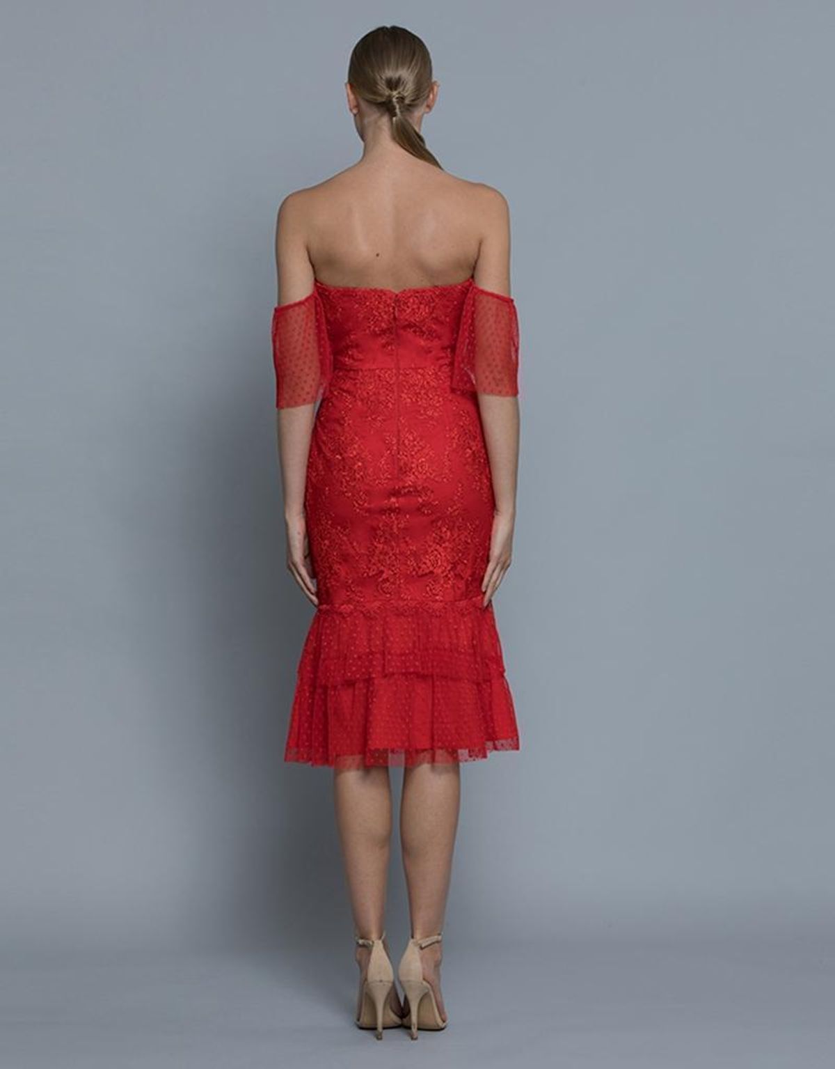 Bariano Emily Double Tier Lace Dress Red Size 8 - Image 2