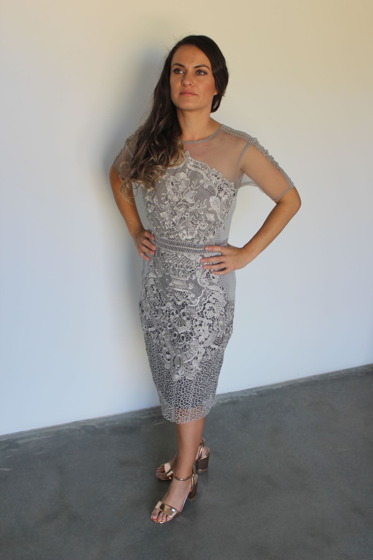 Grace and Hart - Adele Midi dress - Pewter Silver Size 12 - Image 1