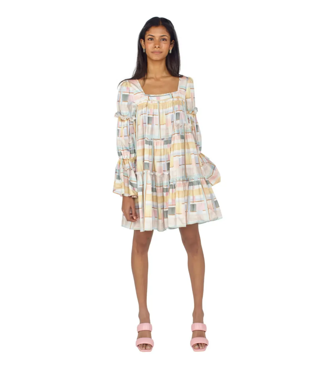 Aje L'Esprit Mini Dress in Summer Check Size AU 10 for rent on The Volte - main image