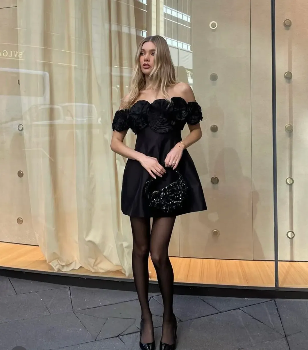 Acler Trusley Mini Dress Black Size 14 for rent on The Volte - main image