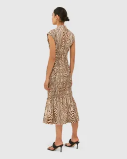 Saba Allegro Shirred Dress Brown Size AU 8 for rent on The Volte - image 5