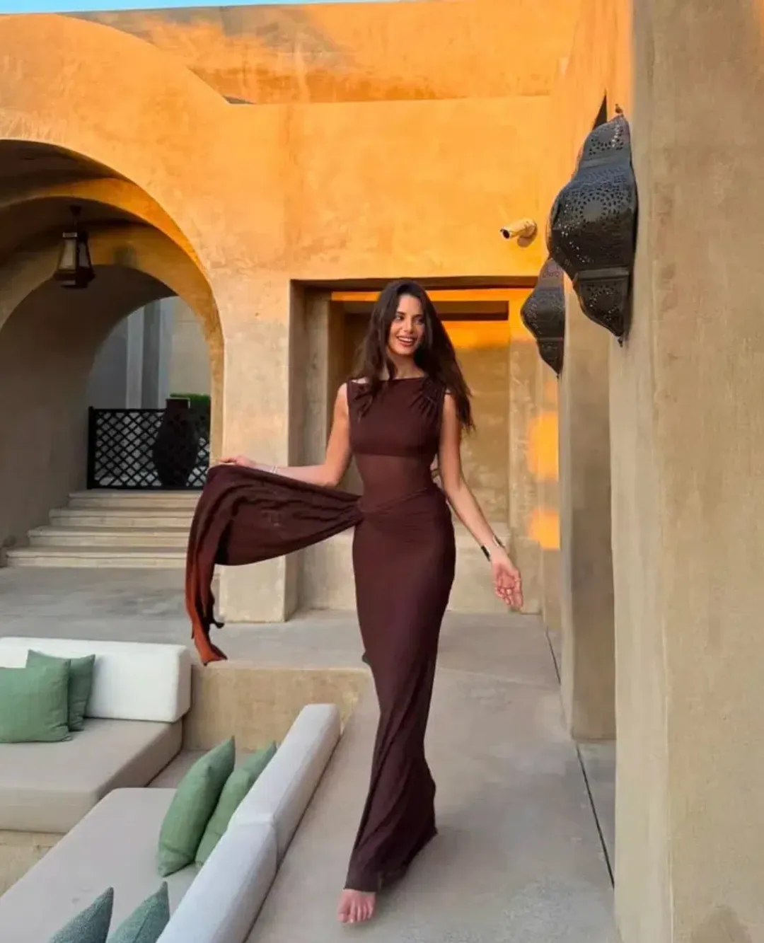 Misha Sisal Maxi Dress Espresso Size 10/M for rent on The Volte - main image