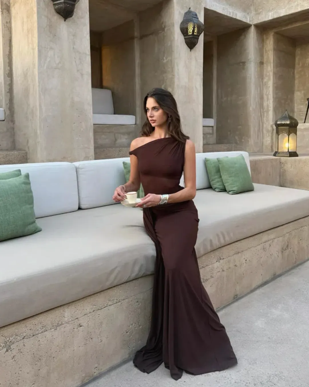 Misha Sisal Maxi Dress Espresso Size 10/M for rent on The Volte - main image