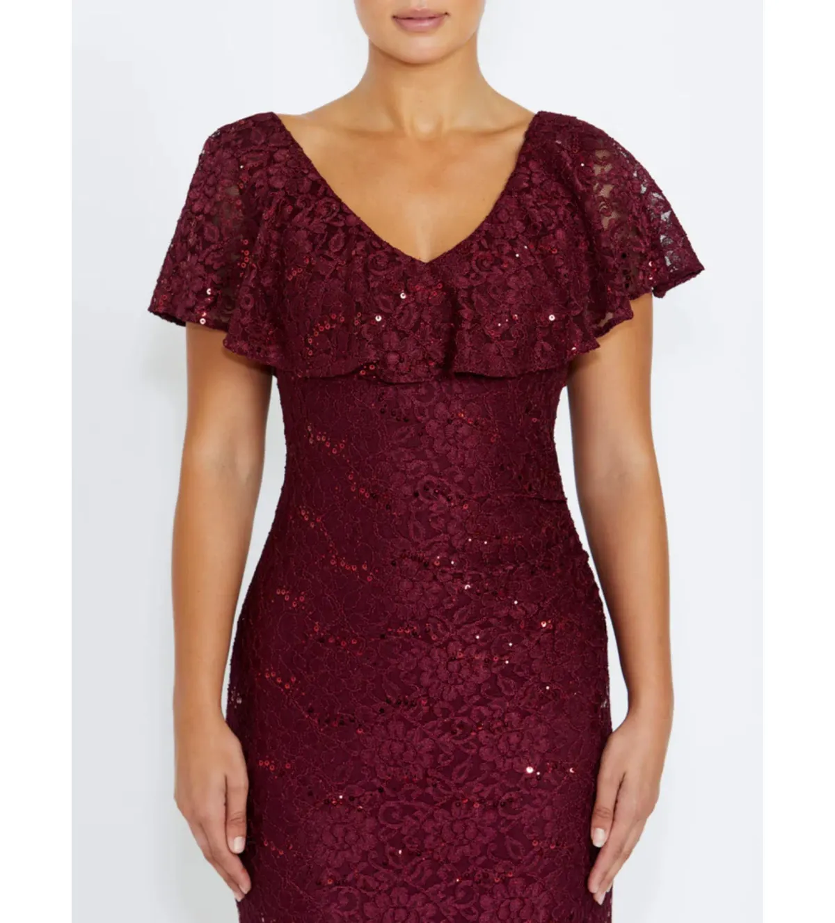 Anthea Crawford Trudy Malbec Sequion Lace Gown in Red Size 18 - Image 4