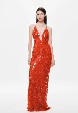 MISHA Sapphire Sequin Maxi Dress Red Size 8/S for rent on The Volte - image 1