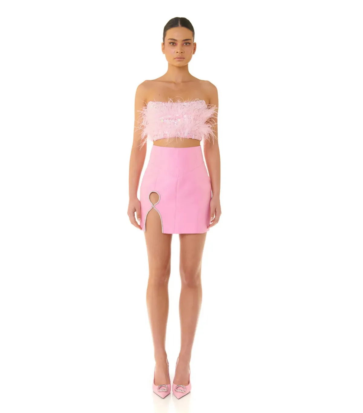 Eliya The Label Heather Top and Simone Mini Skirt Pink Size AU 8 - Image 1