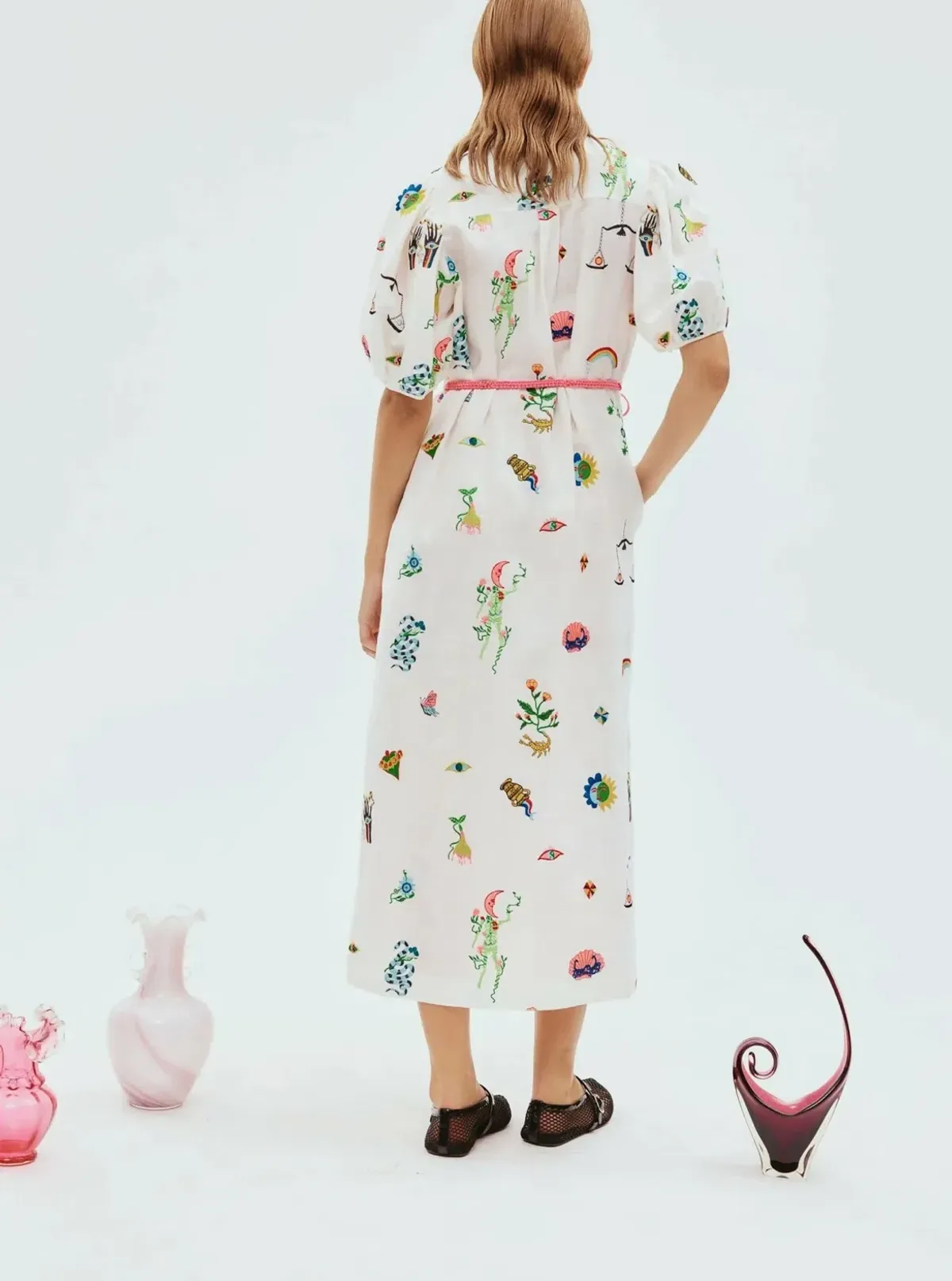 Alemais Atticus Embroidered Shirtdress White/Print Size 10 - Image 5