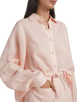 Zimmermann Crush Oversized Button Front Shirt Pink Size AU 12 for rent on The Volte - image 1