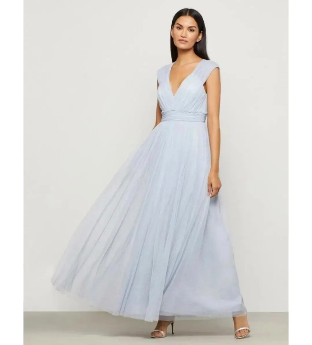 BCBGMAXAZRIA Women's V-Neck Evening Gown Blue Size AU 10 for rent on The Volte - main image
