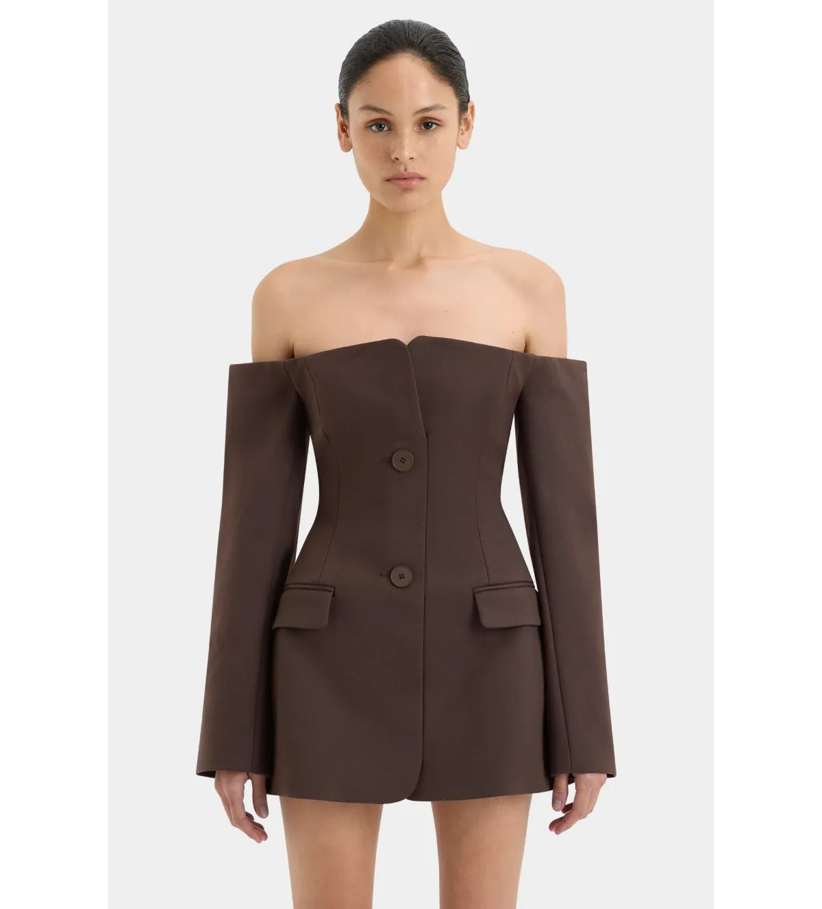 Sir the Label Sandrine Tailored Mini Dress Chocolate Size 1 AU 8 - Image 5