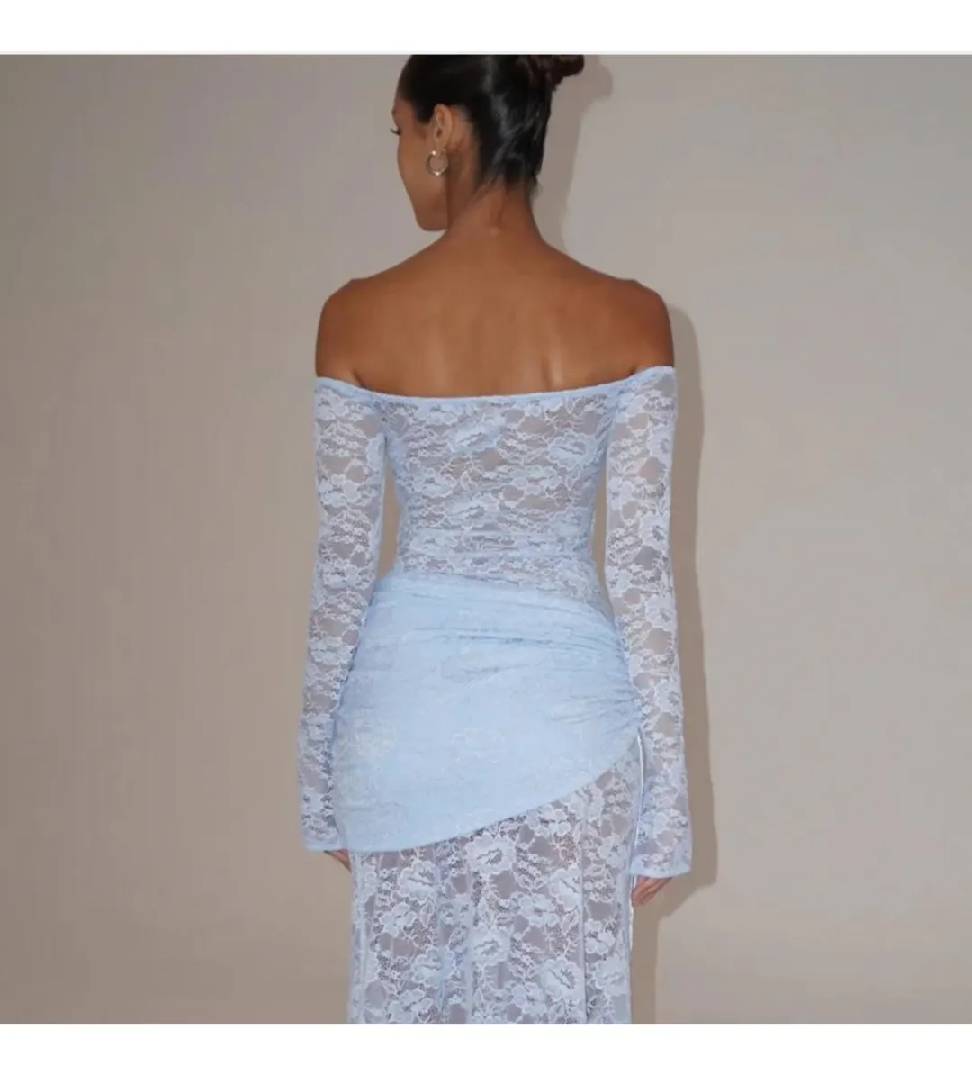 Deconduarte Christiana Maxi Dress Powder Blue Size AU 6 for rent on The Volte - main image