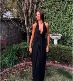 Bec & Bridge Tillie Drape Maxi Dress Black Size AU 8 for rent on The Volte - image 4