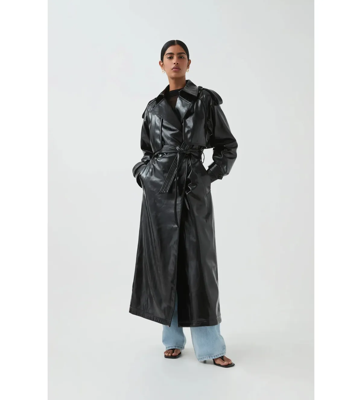 Aje Raven Vegan Leather Trench in Black Size S / AU 8 - Image 1