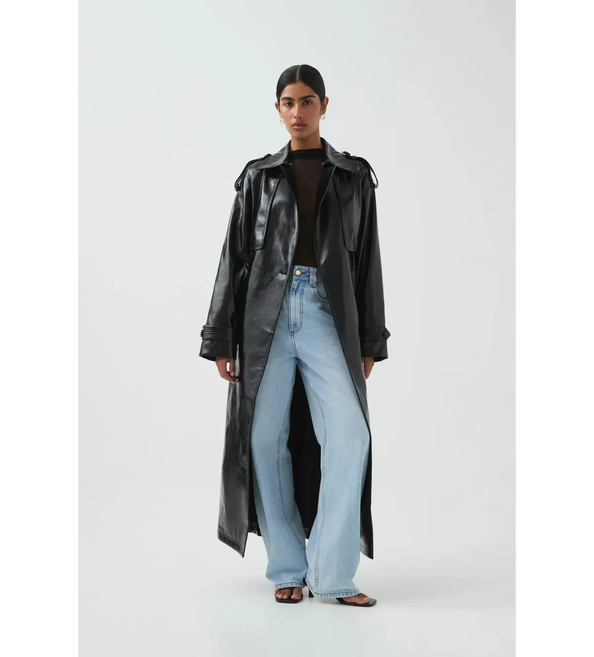 Aje Raven Vegan Leather Trench in Black Size S / AU 8 - Image 2