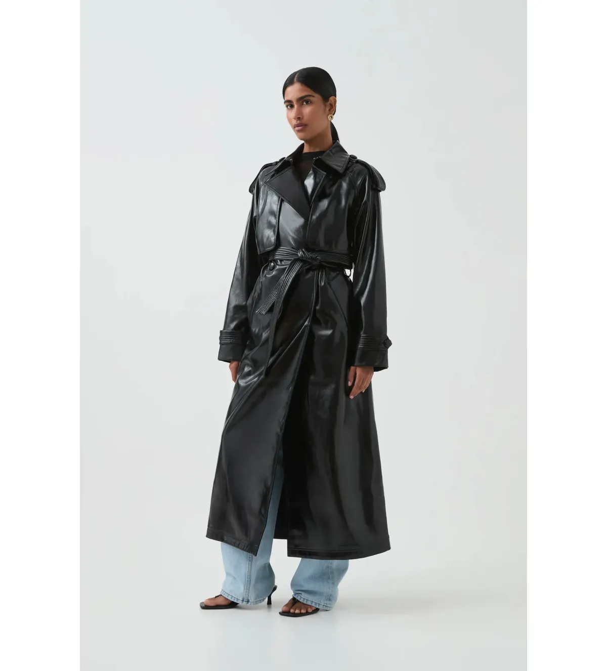Aje Raven Vegan Leather Trench in Black Size S / AU 8 - Image 3