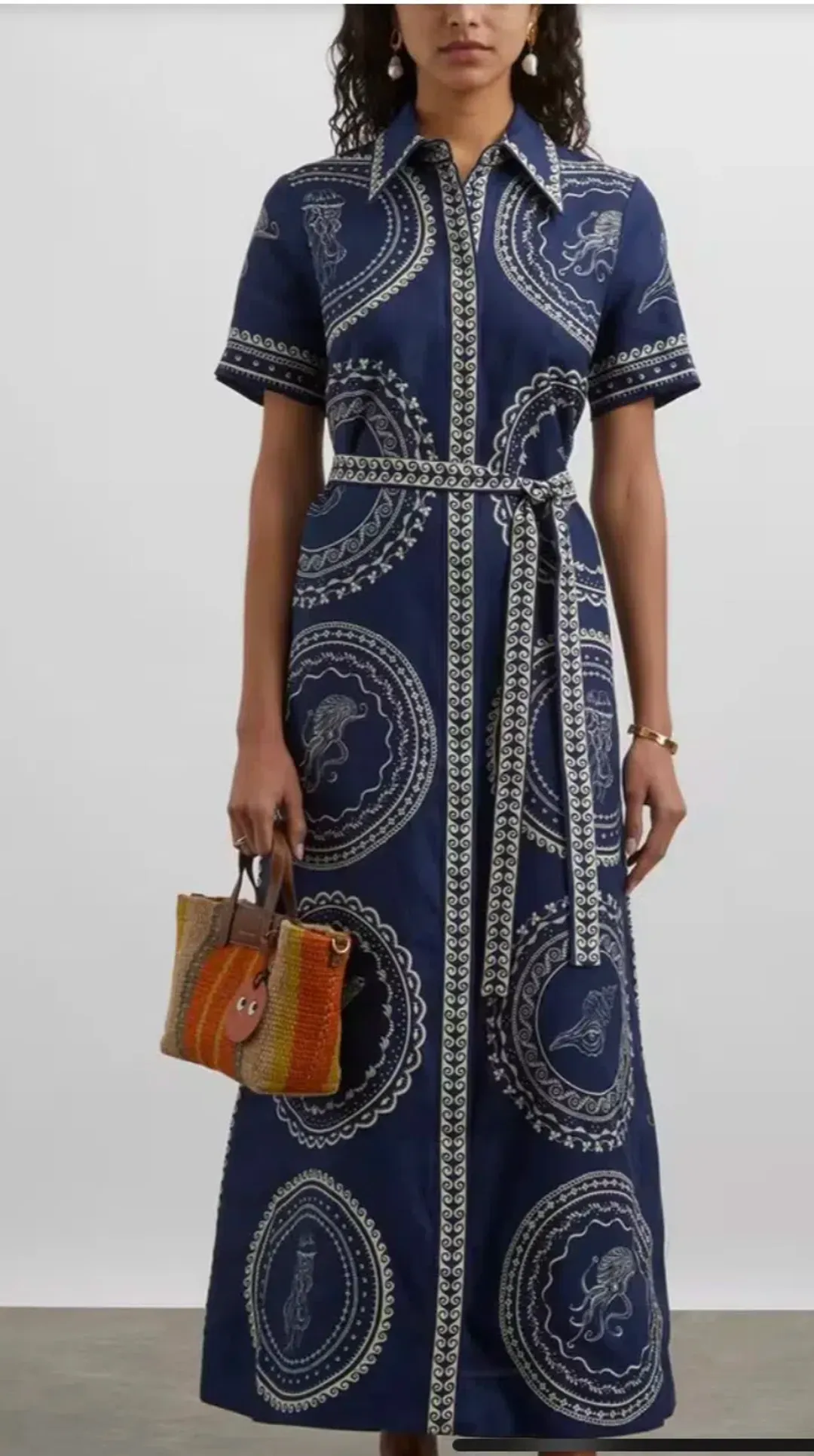 Alemais Oceane Linen Shirt Dress Blue Size 10 for rent on The Volte - main image